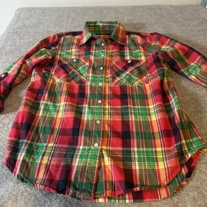 Lauren Ralph Lauren Pink Red Green Plaid Western‎ Shirt – Women's Size M